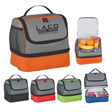 aerial view a group of two compartment lunch pail bag, image 1 of 5