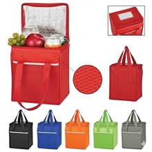 aerial view a group of wave design non - woven cooler lunch bag, image 1 of 6