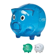 a group of plastic piggy bank with removable bottom plug