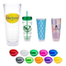 aerial view a group of tritan(tm) usa made 26 oz double wall shatter resistant tumbler, image 1 of 11