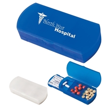 a group of pill box / bandage dispenser