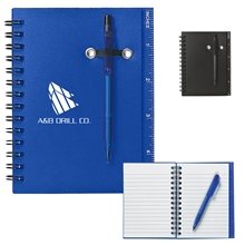 a group of spiral notebook pen