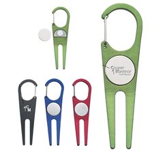 a group of aluminum divot tool with ball marker