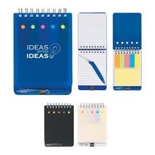 a group of spiral jotter with sticky notes, flags pen