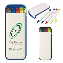 a group of 4- in -1 pocket writing set w / tan case