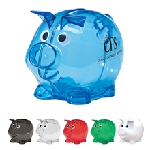 aerial view a group of mini plastic piggy bank, image 1 of 5