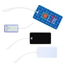 a group of pvc plastic voyage luggage tag 4.25 w x 2.25 h