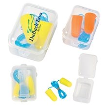 a group of foam ear plug set in case