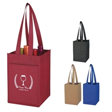 a group of non - woven 4 bottle wine tote bag