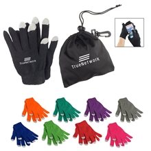a group of touch screen gloves in pouch