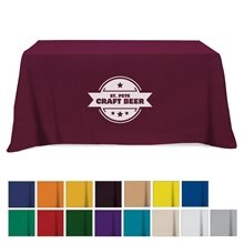 a group of flat poly / cotton 3- sided table cover - fits 6 standard table