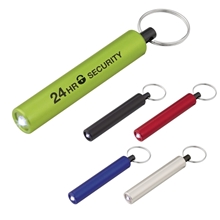 a group of mini cylinder led flashlight key tag