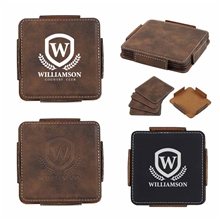 a group of 4- piece stitched coaster set