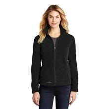 aerial view a black promotional branded eddie bauer ladies full - zip fleece jacket - colors, image 1 of 6