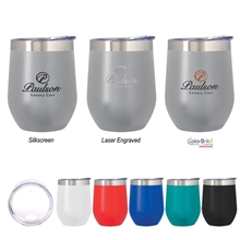 a group of 12 oz vinay stemless wine glass