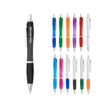 aerial view a group of nash multi - color soft grip retractable pen, image 1 of 7