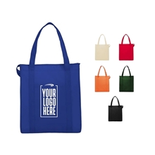 aerial view a group of the hercules non - woven insulated grocery tote - 13 x 15, image 1 of 2