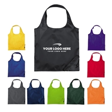 aerial view a group of bungalow foldaway recycled shopper tote, image 1 of 2
