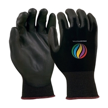aerial view a black seamless knit glove, image 1 of 3