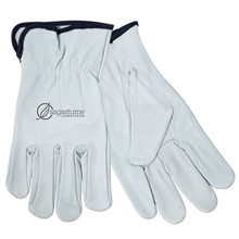 aerial view a gray goatskin drivers glove, image 1 of 2