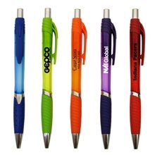 a group of colorful translucent click pen