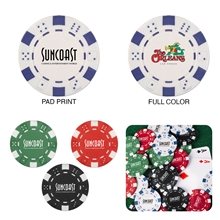 a group of composite poker chips with card design