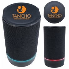 aerial view a black pillar light - up bluetooth(r) speaker, image 1 of 10