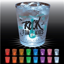 a group of 12 oz single light plastic rocks cup