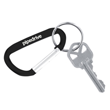 aerial view a black carabiner keychain, image 1 of 2
