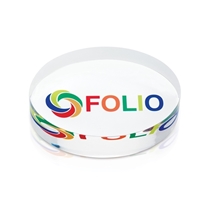 aerial view a clear jaffa(r) oval acrylic paperweight, image 1 of 2