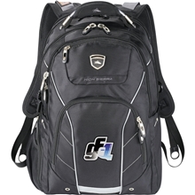 aerial view a black polycanvas high sierra elite fly - by compu - backpack 17 laptop, image 1 of 10