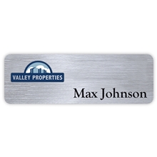 a brushed silver/black hollywood name badge (standard size 1 x 3)