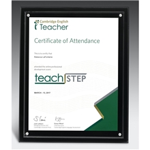 aerial view a black magnetic certificate holder - clear on black - 8 x 10 insert, image 1 of 4