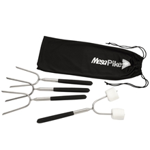 aerial view a black extendable 34 roasting sticks with carrying case, image 1 of 3