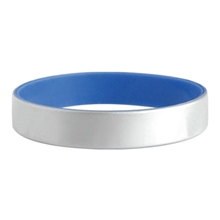 aerial view a blue silver silicone bracelets, image 1 of 2