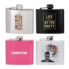 aerial view a group of 5 oz stainless steel hip flask, image 1 of 2
