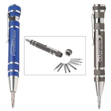 a group of 8 bit metal screwdriver tool kit with metal clip