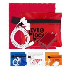 a group of san lorenzo tech travel accessory kit with microfiber cleaning cloth