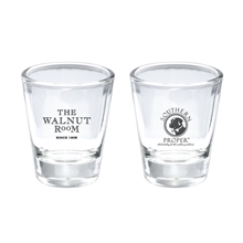 aerial view a clear standard 1.5 oz shot glass, image 1 of 2