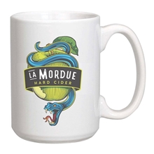 aerial view a white 15 oz giant white ceramic mug w / full color sublimation, image 1 of 2