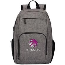 aerial view a gray red hook anti - theft laptop backpack, image 1 of 10