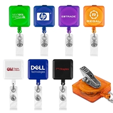 a group of square retractable badge holder