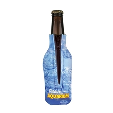 aerial view a white full color bottle cooler with zipper, image 1 of 2