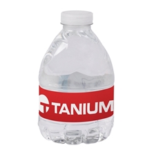 aerial view a white flat cap 8oz bottled water, image 1 of 2