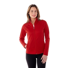 aerial view a group of womens okapi performance full zip knit jacket, image 1 of 5