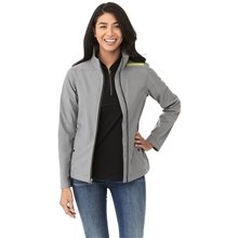 aerial view a group of womens karmine water repellent lightweight softshell jacket, image 1 of 5