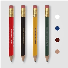 aerial view a group of hex golf pencil with eraser in custom colors, image 1 of 3