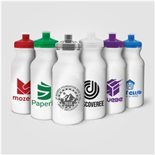 aerial view a group of bike 20 oz sports water bottle with push pull lid, image 1 of 14