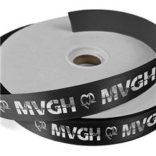 aerial view a black badge satin ribbon 1 w / foil print, image 1 of 2