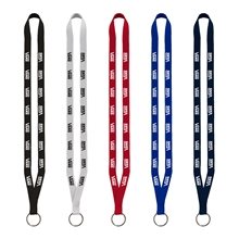 a group of 1/2 polyester lanyard with sewn metal split - ring
